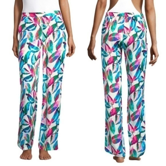 Onia • Topical Leafy Mila Pants • Green Pink White Loose Lightweight - Picture 1 of 8